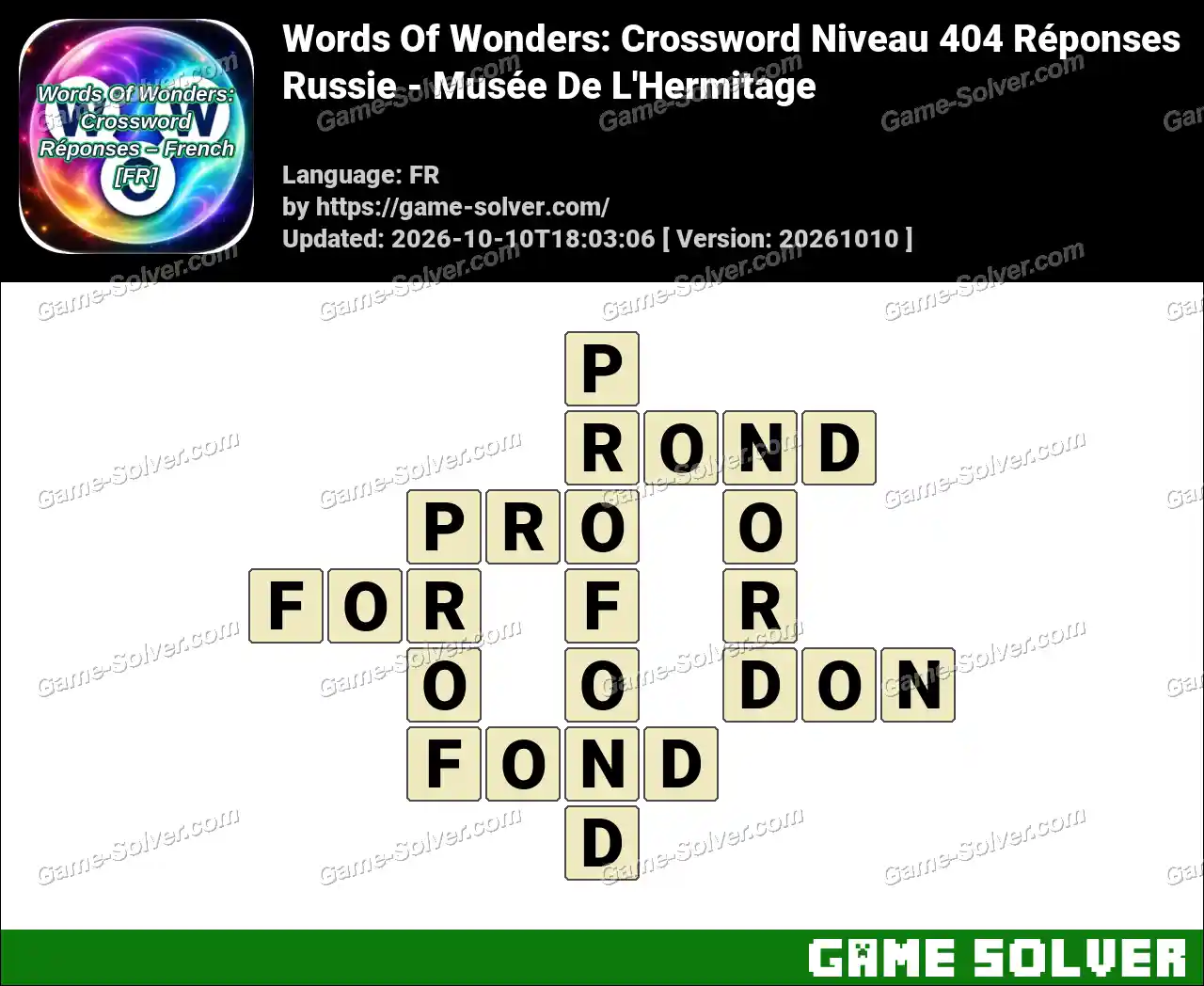 Words Of Wonders: Crossword Niveau 404 Réponses – Russie – Musée De L’Hermitage